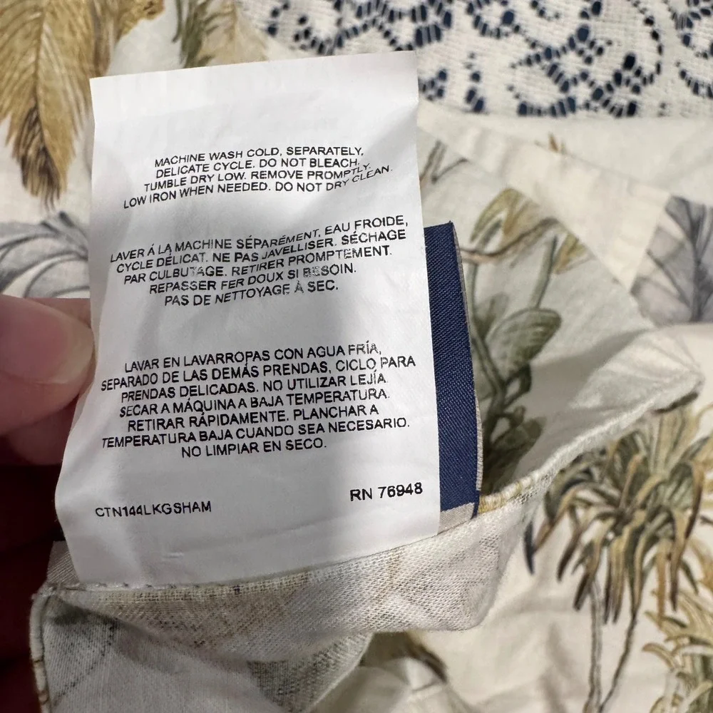 Set of 2 Tommy Bahama Classic Botanical Print King Size Pillowcases Tropical